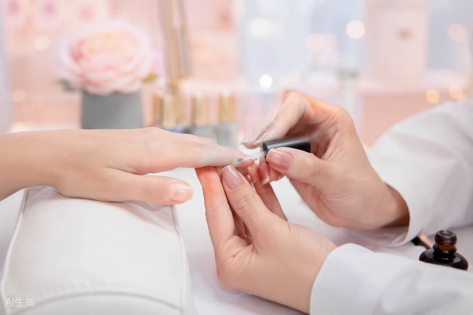 Manicura profesional en proceso
